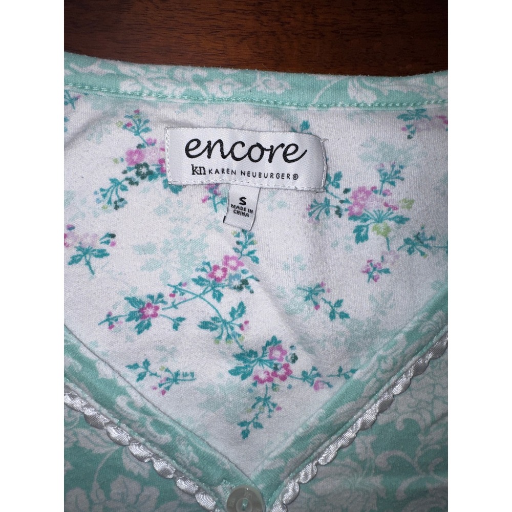 Encore Karen Neuburger Pajama Set Women S Pink Mint Polka Dot Floral 2-Pack Exc - Picture 4 of 8